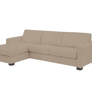 Nicoletti  Alcova 3 Seater Left Hand Facing Fabric Sofa Bed and Storage Chaise with Box Arms  Flambe Visone | Bed Sava