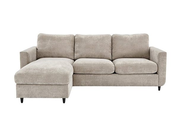 Esprit Fabric Left Hand Facing Chaise Sofa Bed with Storage  Silver | Bed Sava