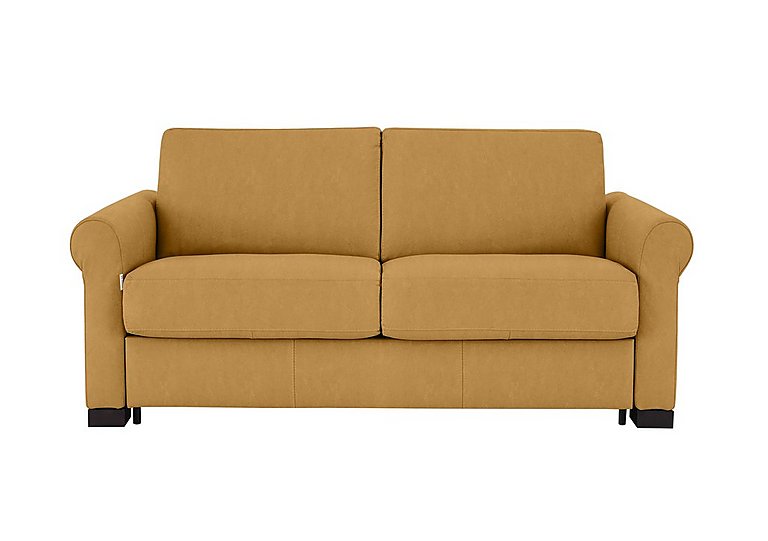Nicoletti - Alcova 2 Seater Fabric Sofa Bed with Scroll Arms - Flambe Ocre