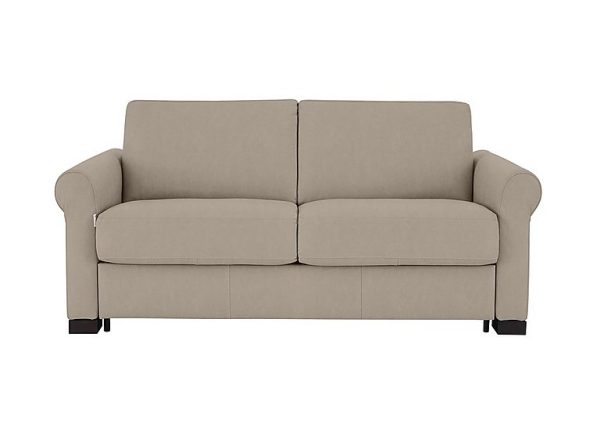 Nicoletti  Alcova 2 Seater Fabric Sofa Bed with Scroll Arms  Flambe Visone | Bed Sava
