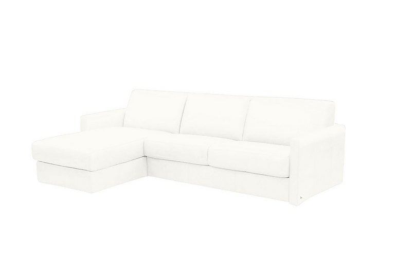 Nicoletti - Alcova 3 Seater Leather Sofa Bed with Storage Left Hand Facing Chaise and Slim Arms - Botero Bianco