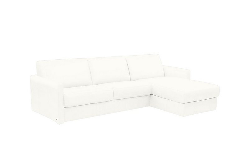 Nicoletti - Alcova 3 Seater Leather Sofa Bed with Storage Right Hand Facing Chaise and Slim Arms - Botero Bianco