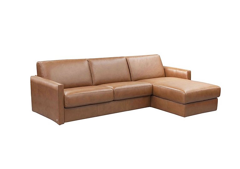 Nicoletti - Alcova 3 Seater Leather Sofa Bed with Storage Right Hand Facing Chaise and Slim Arms - Botero Cuoio