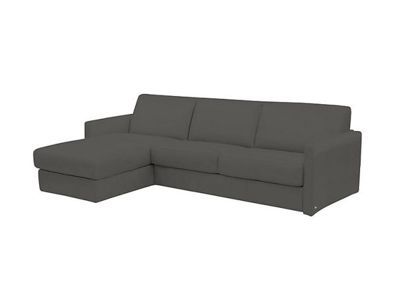 Nicoletti  Alcova 3 Seater Leather Sofa Bed with Storage Left Hand Facing Chaise and Slim Arms  Botero Grigio | Bed Sava