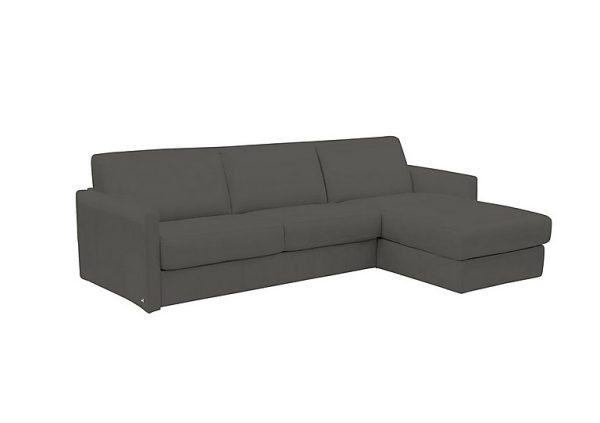 Nicoletti  Alcova 3 Seater Leather Sofa Bed with Storage Right Hand Facing Chaise and Slim Arms  Botero Grigio | Bed Sava