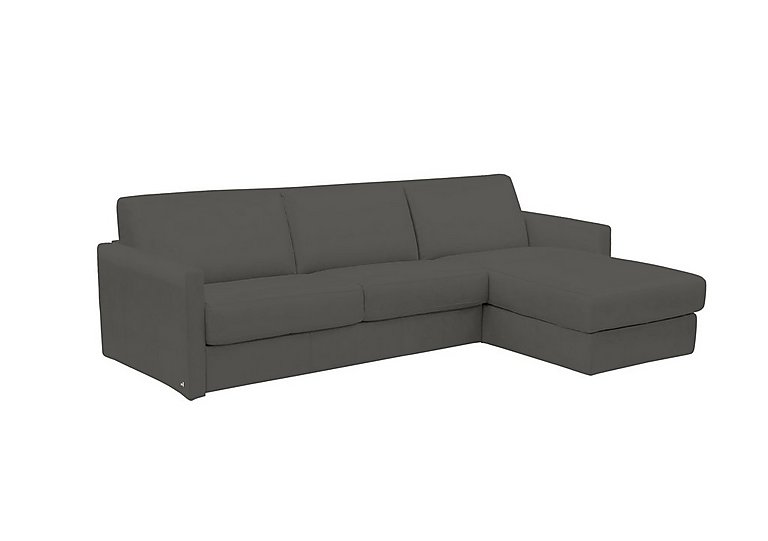 Nicoletti - Alcova 3 Seater Leather Sofa Bed with Storage Right Hand Facing Chaise and Slim Arms - Botero Grigio