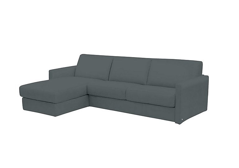 Nicoletti - Alcova 3 Seater Leather Sofa Bed with Storage Left Hand Facing Chaise and Slim Arms - Botero Ottanio