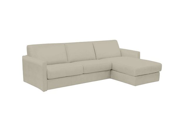 Nicoletti  Alcova 3 Seater Leather Sofa Bed with Storage Right Hand Facing Chaise and Slim Arms  Torello Tortora | Bed Sava