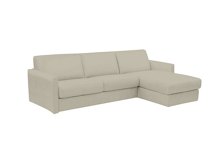 Nicoletti - Alcova 3 Seater Leather Sofa Bed with Storage Right Hand Facing Chaise and Slim Arms - Torello Tortora