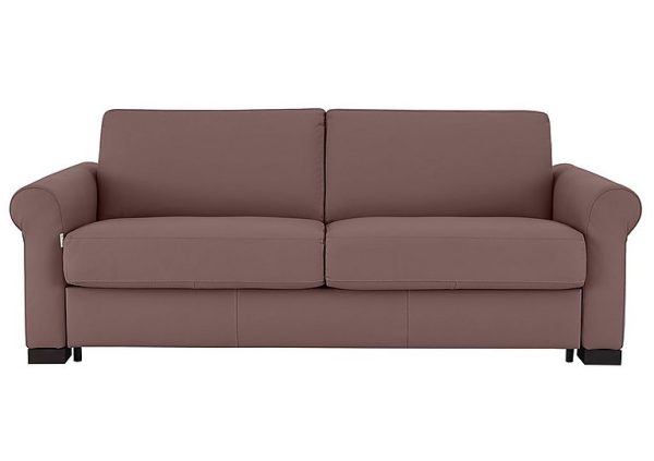 Nicoletti  Alcova 3 Seater Leather Sofa Bed with Scroll Arms  Botero Cipria | Bed Sava