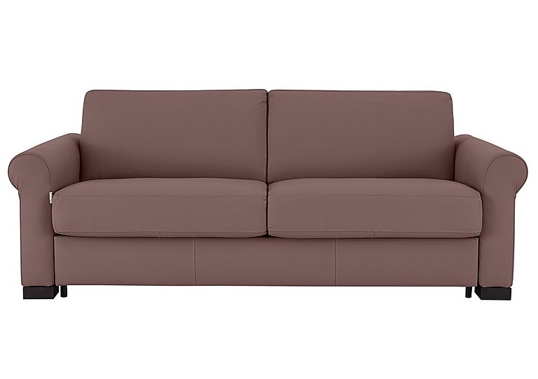 Nicoletti - Alcova 3 Seater Leather Sofa Bed with Scroll Arms - Botero Cipria