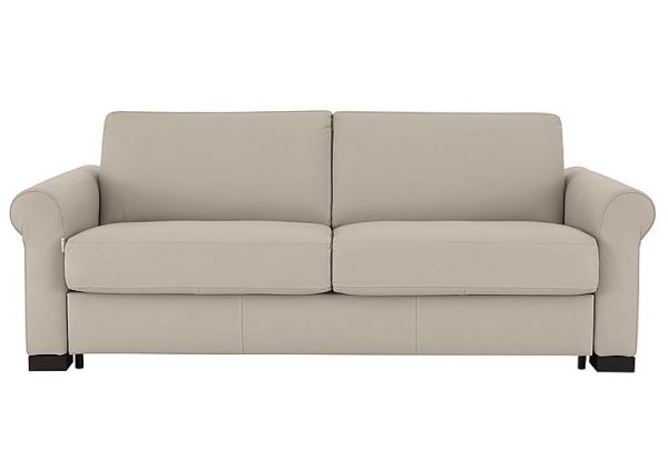 Nicoletti  Alcova 3 Seater Leather Sofa Bed with Scroll Arms  Botera Crema | Bed Sava