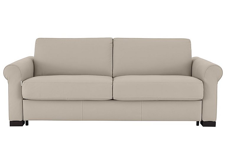 Nicoletti - Alcova 3 Seater Leather Sofa Bed with Scroll Arms - Botera Crema
