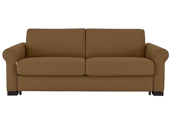 Nicoletti  Alcova 3 Seater Leather Sofa Bed with Scroll Arms  Botero Cuoio | Bed Sava
