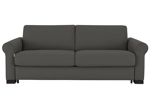 Nicoletti  Alcova 3 Seater Leather Sofa Bed with Scroll Arms  Botero Grigio | Bed Sava