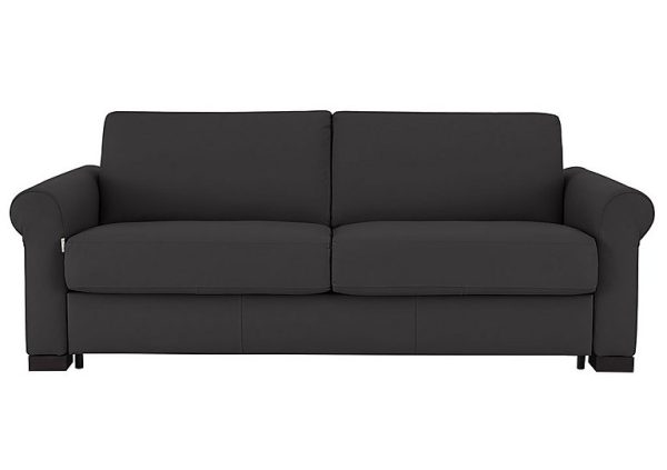 Nicoletti  Alcova 3 Seater Leather Sofa Bed with Scroll Arms  Botero Nero | Bed Sava