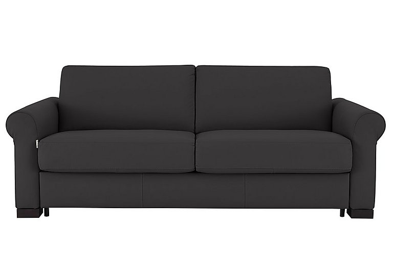 Nicoletti - Alcova 3 Seater Leather Sofa Bed with Scroll Arms - Botero Nero