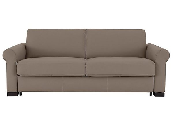 Nicoletti  Alcova 3 Seater Leather Sofa Bed with Scroll Arms  Botero Taupe | Bed Sava