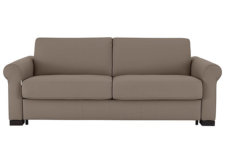 Nicoletti - Alcova 3 Seater Leather Sofa Bed with Scroll Arms - Botero Taupe