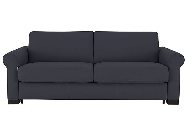Nicoletti  Alcova 3 Seater Leather Sofa Bed with Scroll Arms  Torello Blu | Bed Sava