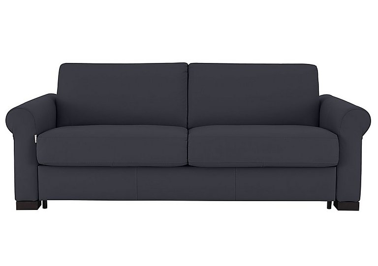 Nicoletti - Alcova 3 Seater Leather Sofa Bed with Scroll Arms - Torello Blu