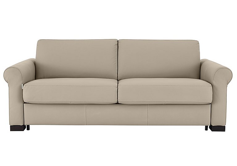 Nicoletti - Alcova 3 Seater Leather Sofa Bed with Scroll Arms - Torello Fango