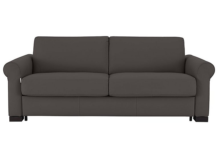 Nicoletti - Alcova 3 Seater Leather Sofa Bed with Scroll Arms - Torello Grigio Scuro