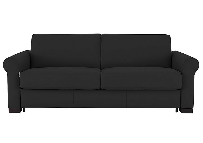 Nicoletti - Alcova 3 Seater Leather Sofa Bed with Scroll Arms - Torello Nero