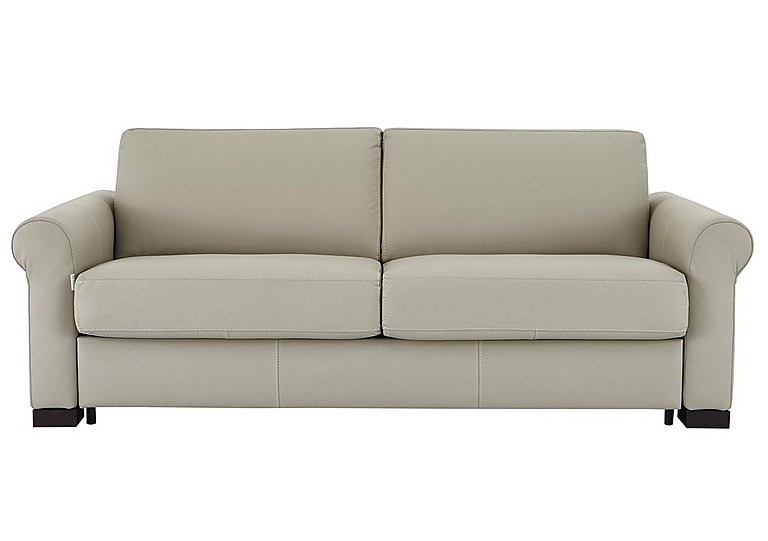 Nicoletti - Alcova 3 Seater Leather Sofa Bed with Scroll Arms - Torello Tortora