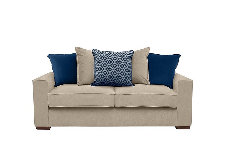 Cory 3 Seater Fabric Scatter Back Sofa Bed - Cosmo Linen & Blue Pack