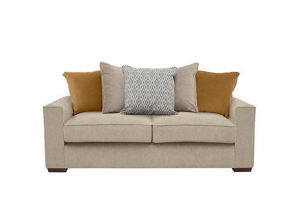 Cory 3 Seater Fabric Scatter Back Sofa Bed  Cosmo Linen  Mustard Pack | Bed Sava
