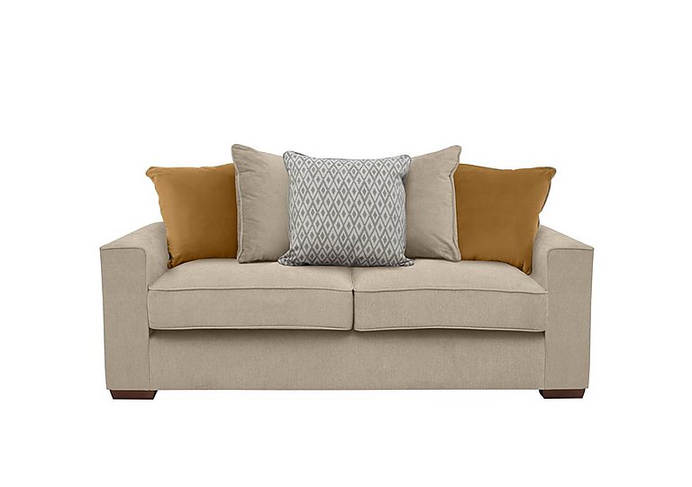 Cory 3 Seater Fabric Scatter Back Sofa Bed - Cosmo Linen & Mustard Pack