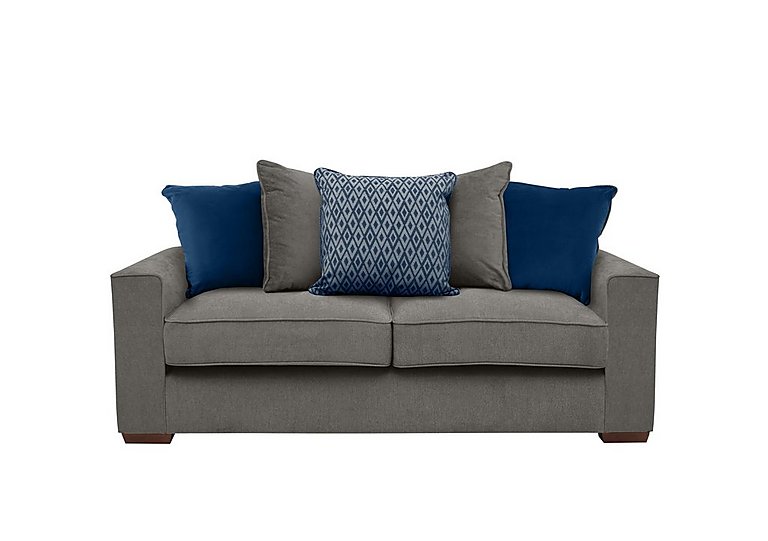 Cory 3 Seater Fabric Scatter Back Sofa Bed - Cosmo Pewter & Blue Pack