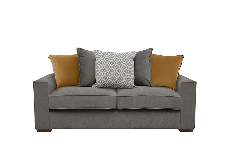 Cory 3 Seater Fabric Scatter Back Sofa Bed - Cosmo Pewter & Mustard Pack