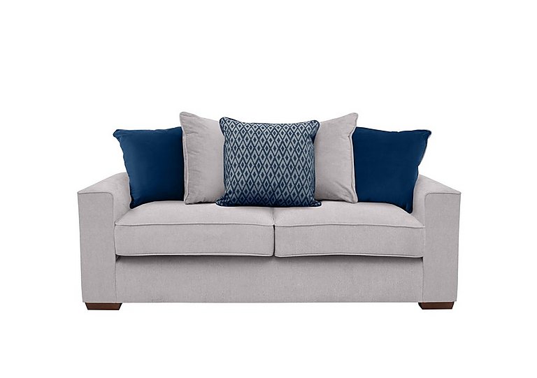 Cory 3 Seater Fabric Scatter Back Sofa Bed - Cosmo Silver & Blue Pack