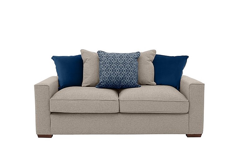 Cory 2 Seater Fabric Scatter Back Sofa Bed - Dallas Natural & Blue Pack