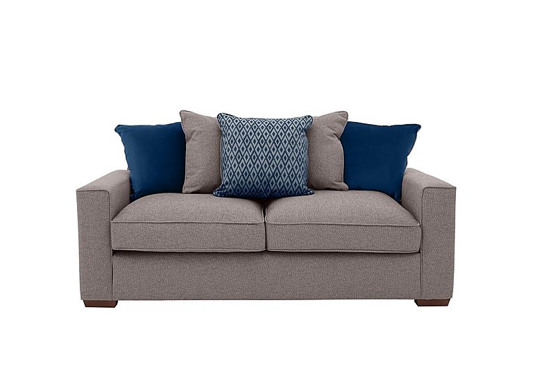 Cory 3 Seater Fabric Scatter Back Sofa Bed - Dallas Taupe & Blue Pack