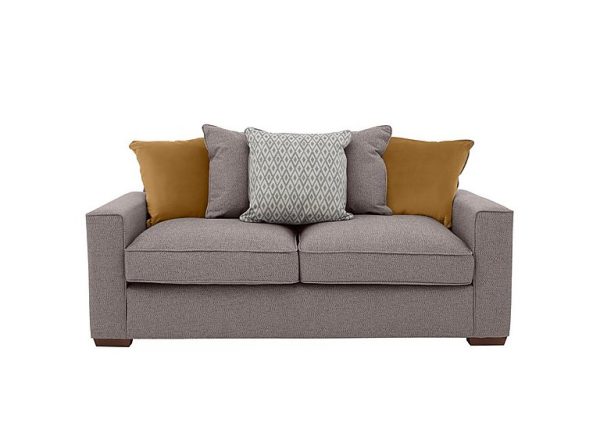 Cory 3 Seater Fabric Scatter Back Sofa Bed  Dallas Taupe  Mustard Pack | Bed Sava