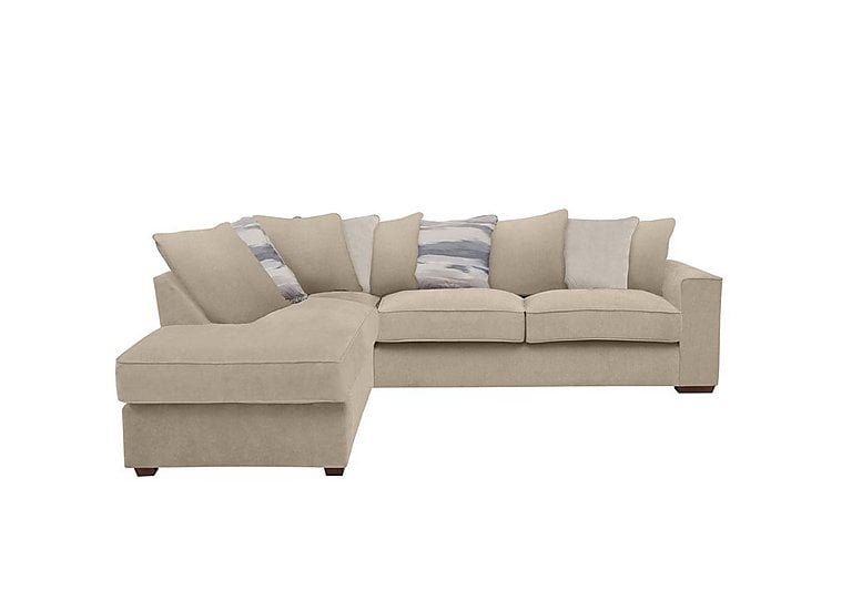 Cory Fabric Left Hand Facing Corner Chaise Scatter Back Sofa Bed - Cosmo Linen & Cream Pack
