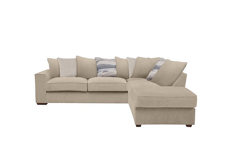 Cory Fabric Right Hand Facing Corner Chaise Scatter Back Sofa Bed - Cosmo Linen & Cream Pack