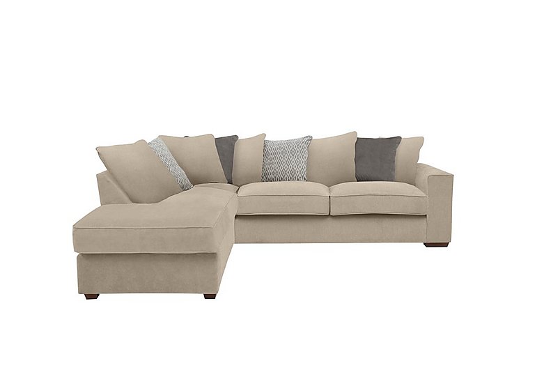 Cory Fabric Left Hand Facing Corner Chaise Scatter Back Sofa Bed - Cosmo Linen & Grey Pack