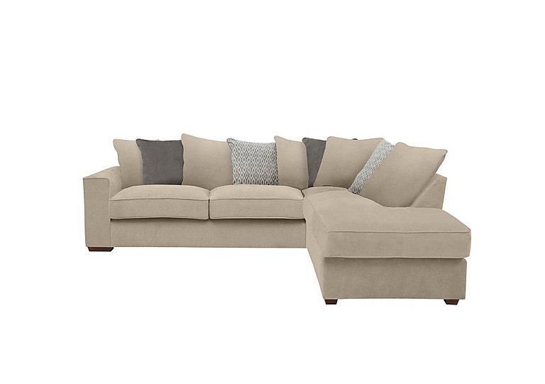 Cory Fabric Right Hand Facing Corner Chaise Scatter Back Sofa Bed - Cosmo Linen & Grey Pack