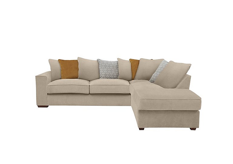 Cory Fabric Right Hand Facing Corner Chaise Scatter Back Sofa Bed - Cosmo Linen & Mustard Pack