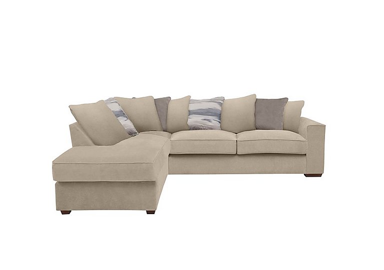 Cory Fabric Left Hand Facing Corner Chaise Scatter Back Sofa Bed - Cosmo Linen & Natural Pack