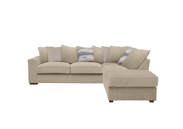 Cory Fabric Right Hand Facing Corner Chaise Scatter Back Sofa Bed - Cosmo Linen & Taupe Pack
