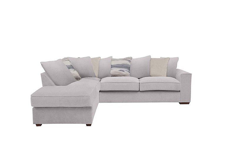 Cory Fabric Left Hand Facing Corner Chaise Scatter Back Sofa Bed - Cosmo Silver & Cream Pack