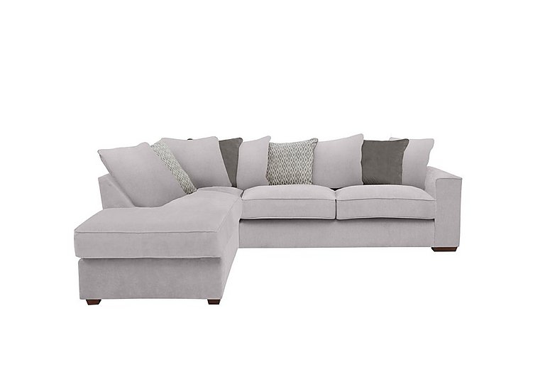 Cory Fabric Left Hand Facing Corner Chaise Scatter Back Sofa Bed - Cosmo Silver & Grey Pack