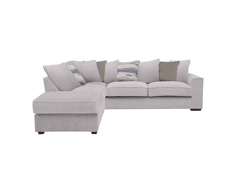Cory Fabric Left Hand Facing Corner Chaise Scatter Back Sofa Bed - Cosmo Silver & Natural Pack