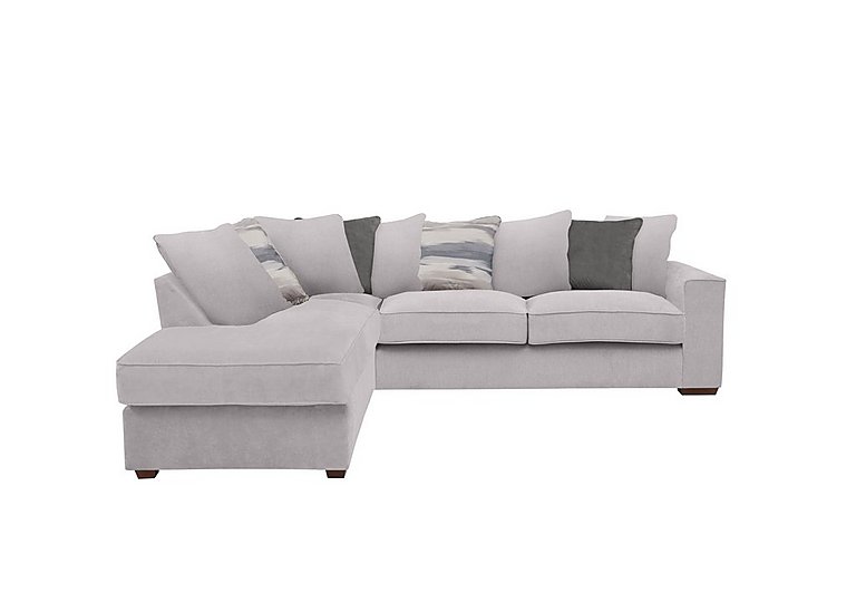 Cory Fabric Left Hand Facing Corner Chaise Scatter Back Sofa Bed - Cosmo Silver & Slate Pack