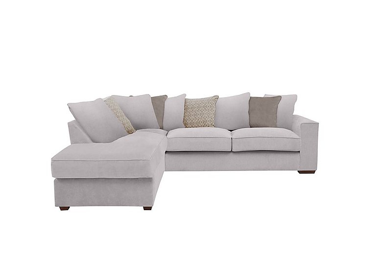 Cory Fabric Left Hand Facing Corner Chaise Scatter Back Sofa Bed - Cosmo Silver & Stone Pack